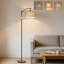 Lampe sur pied réglable avec télécommande, ampoule à DEL à intensité variable et abat-jour en rotin pour le salon, la chambre à coucher ou le bureau