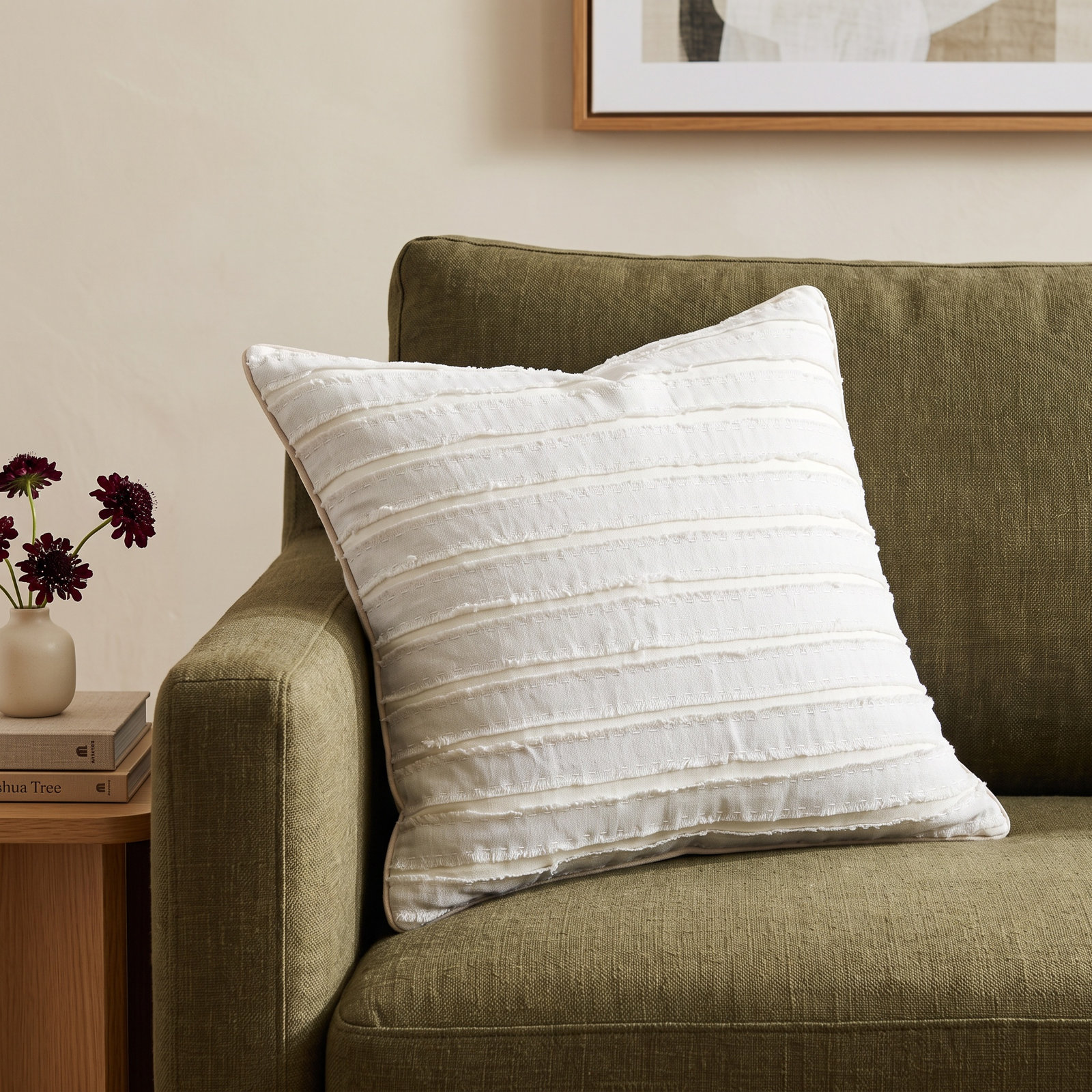Lorena Linen Pillow Cover & Insert, 22" H x 22" W x 4" D, Sky Blue, Polyester
