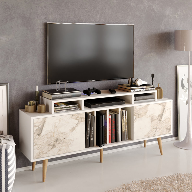 Alderfield TV Stand for TVs up to 70", White/Ephesus