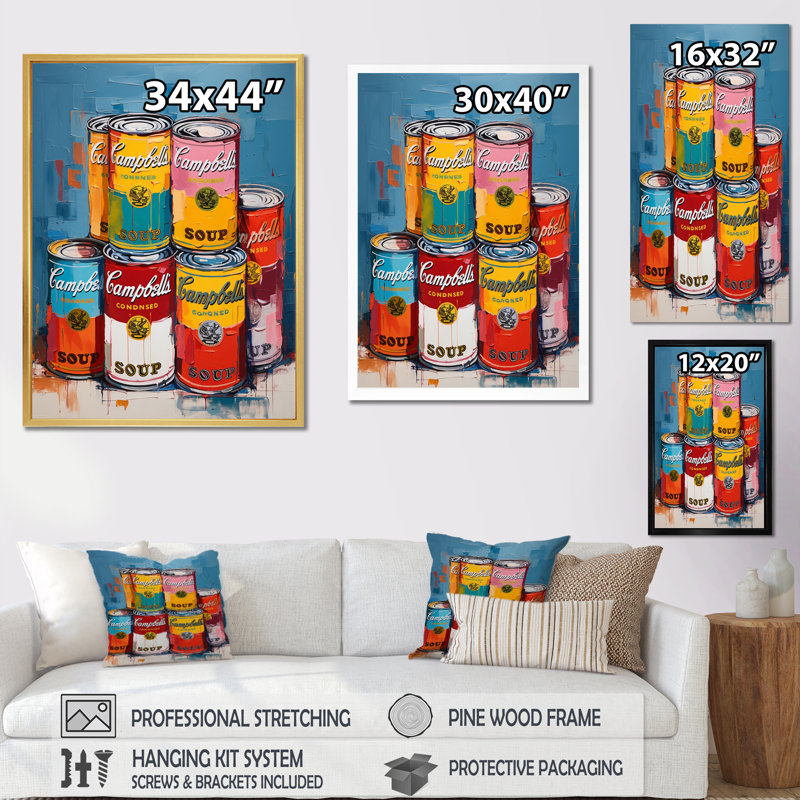 Cupani Pop Art Campbells Soup I - art mural Pop Art, H 32 po x l 24 po x P 1 po, Cadre flottant noir