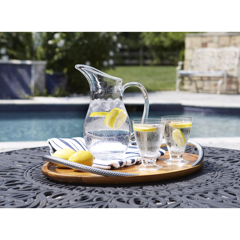 Acacia Wood and Chrome Braid Serving Tray