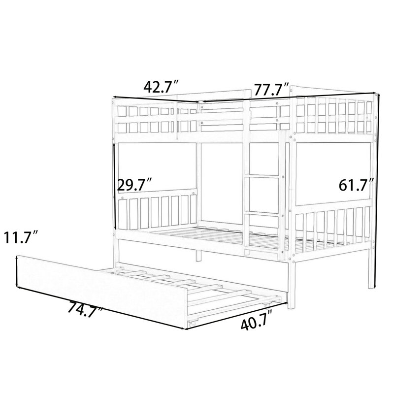Lit superposé simple au-dessus d'un lit simple avec lit gigogne Gudveig de Harriet Bee, Blanc