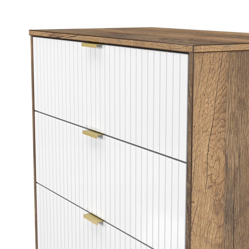 77 cm W Chest of 4 Drawers, White/Oak