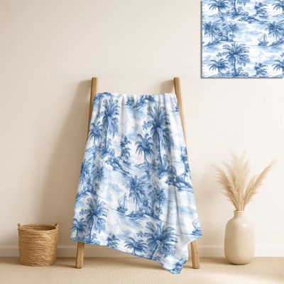 Coastal Toile - jeté douillet moderne bleu Coastal