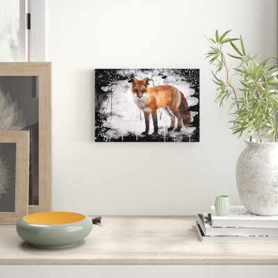 Red Fox in Winter Forest 2 - Wrapped Canvas
