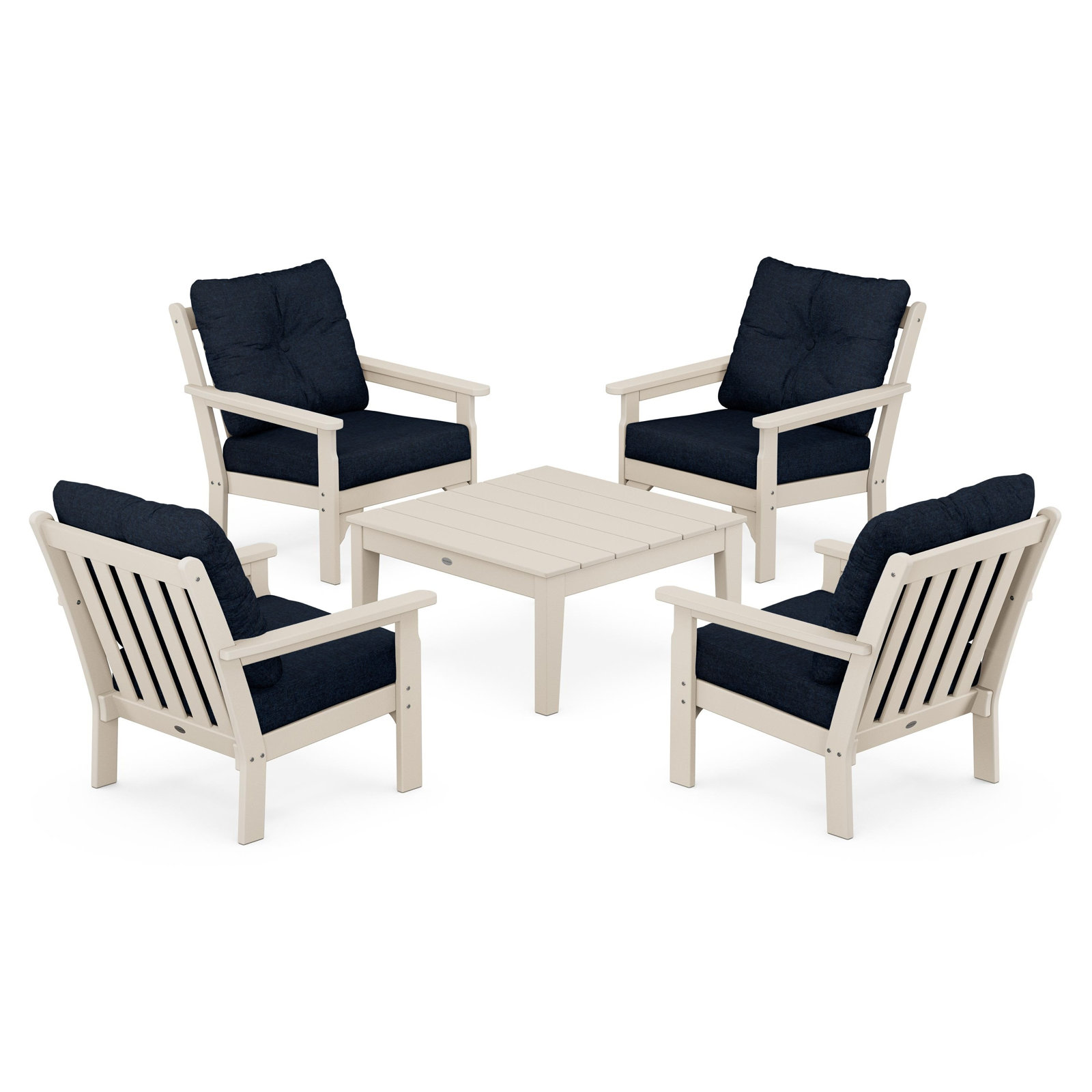 POLYWOOD® Vineyard 4-Person Patio Seating Group, Ash Charcoal, Sand