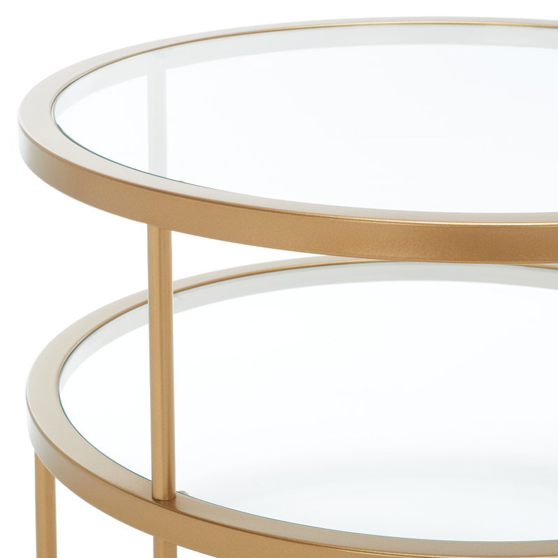 Glass Top End Table, Gold