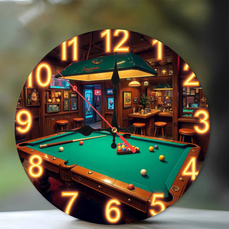 Table de billard avec boules colorées et espace bar