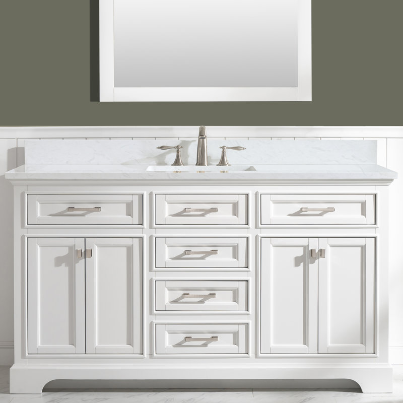 Arruda 60'' Single Bathroom Vanity with Quartz Top, White
