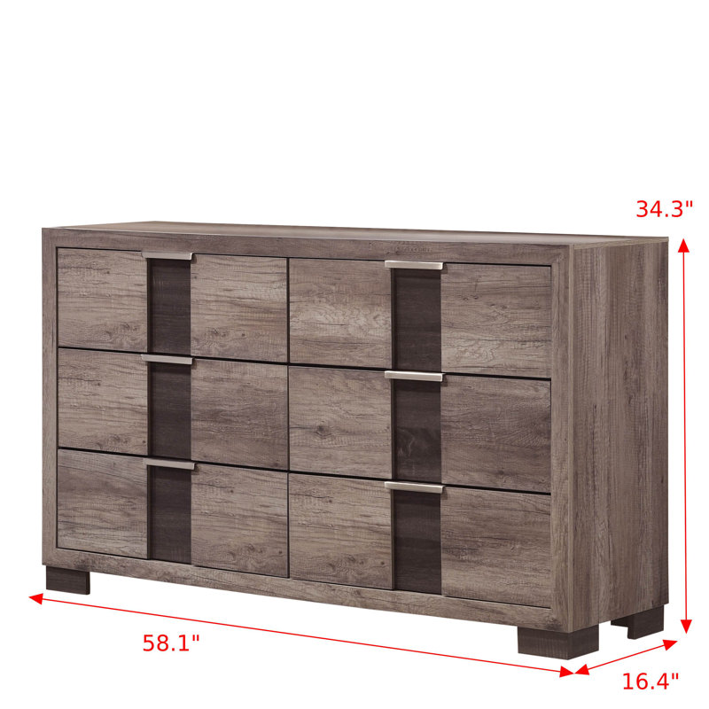 Etsuyo 6-1_Margarethe Panel Bedroom Set, Queen, 5 Pieces: Bed,Nightstand,Dresser,Chest,Mirror