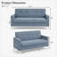 Canapé deux places Varlune 145 cm avec rangement, canapé moderne rembourré 2 places avec coussin, coussin à ressorts, pieds en métal argenté et capacité de charge de 159 kg.-1347089617