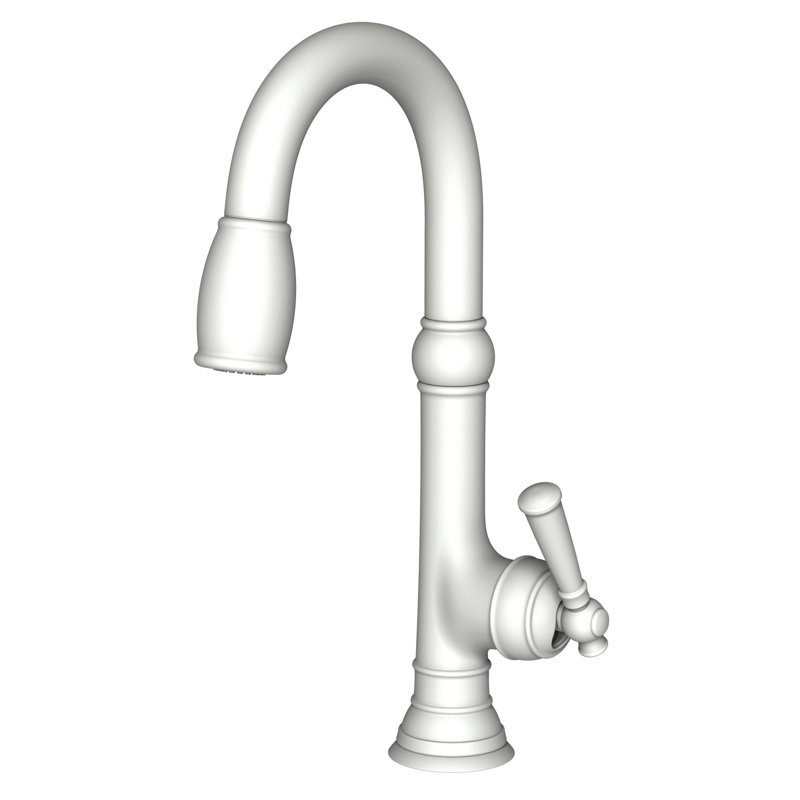 Jacobean Single Handle Pull Down Bar Faucet, Matte White