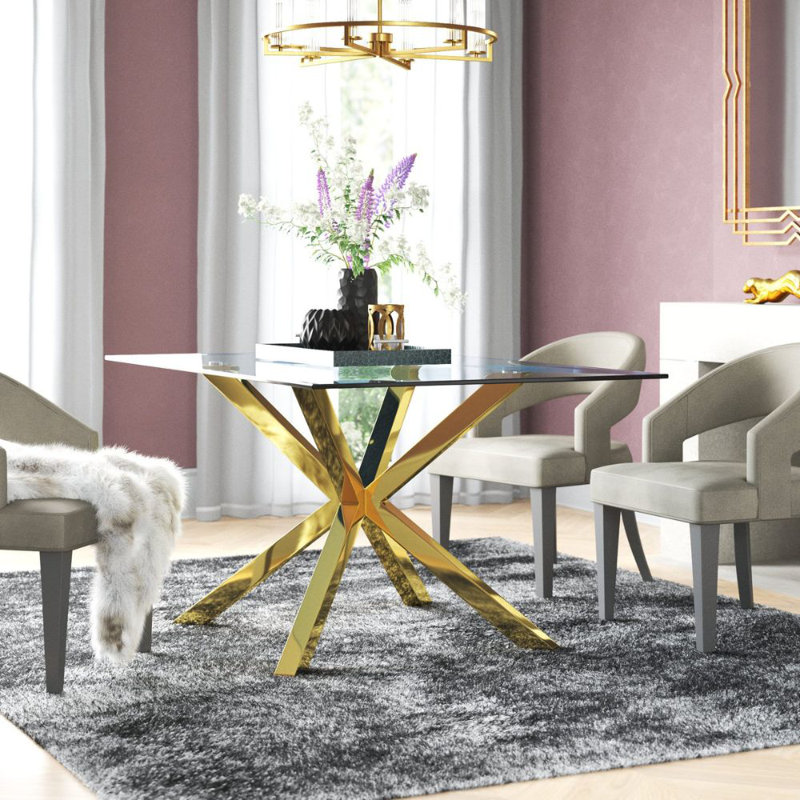 Table de salle à manger Vinson, Or, 30 pi x 39 po x 63 po