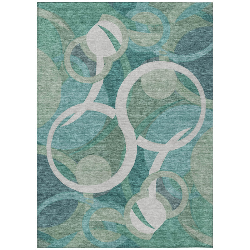 Machine Washable Indoor/Outdoor Braithwaite ACN2167 Geometric Rug, Rectangle 10' x 14'
