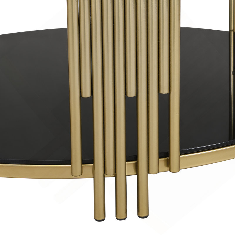 Table basse Modern Modern Mirror, base asymétrique en métal, base cylindrique circulaire en métal