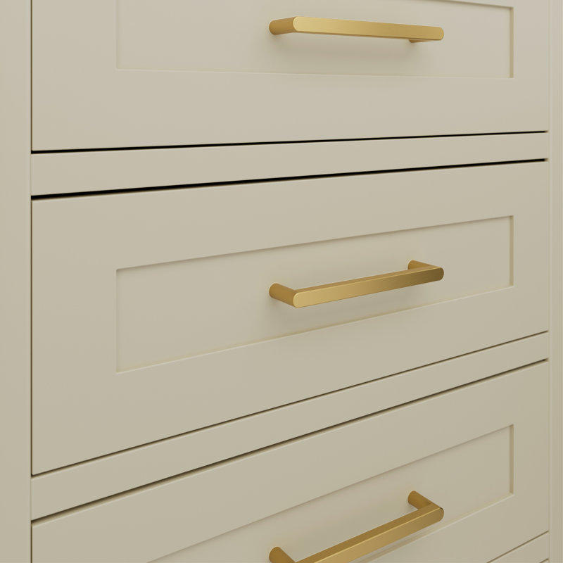 Heritage Designs Bristol Handle Pull - 7-9/16" Center to Center Cabinet Pull Brushed Golden Brass - Contemporary Hardware for Drawers & Cabinets