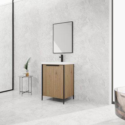 Meuble-lavabo autoportant avec lavabo en résine