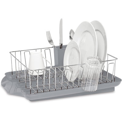 Ensemble de 3 égouttoirs à vaisselle avec égouttoir et égouttoir pour comptoir de cuisine résistant à la rouille