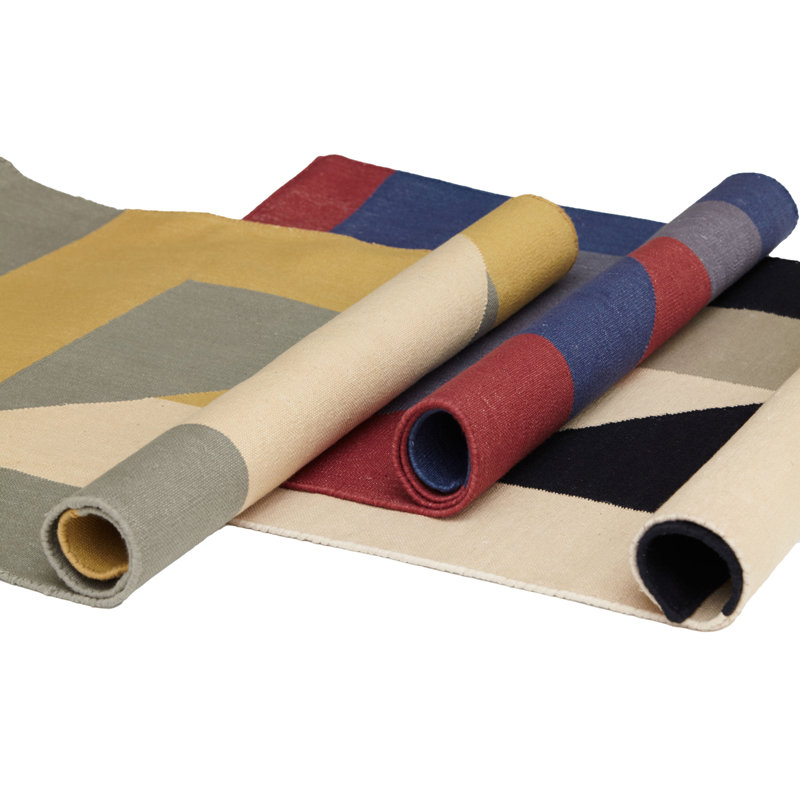 Geometric Flatweave Rectangle 5' x 7' Cotton Area Rug in Yellow/Gray
