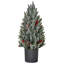 Arbre de Noël artificiel de 18 po de haut miniature enneigé et enneigé, décoration de Noël avec pommes de pin et baies