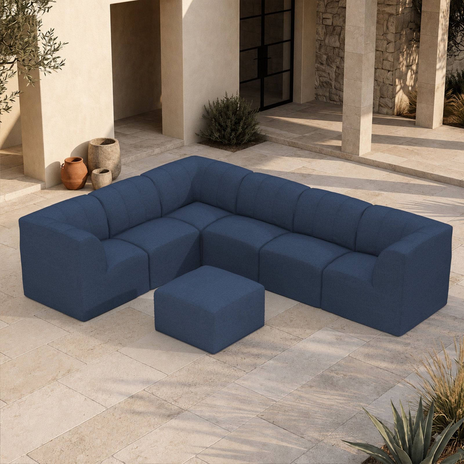 Eliana 124" Sunbrella® Patio Sectional, Spectrum Indigo Sunbrella®