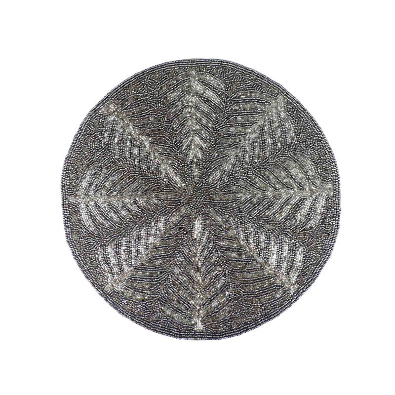 Glass Beads Embroidered Round Placemat