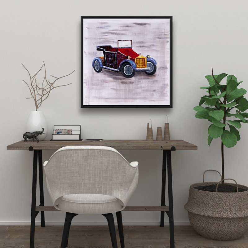 Toile rétro pour voiture jouet | Décoration murale encadrée