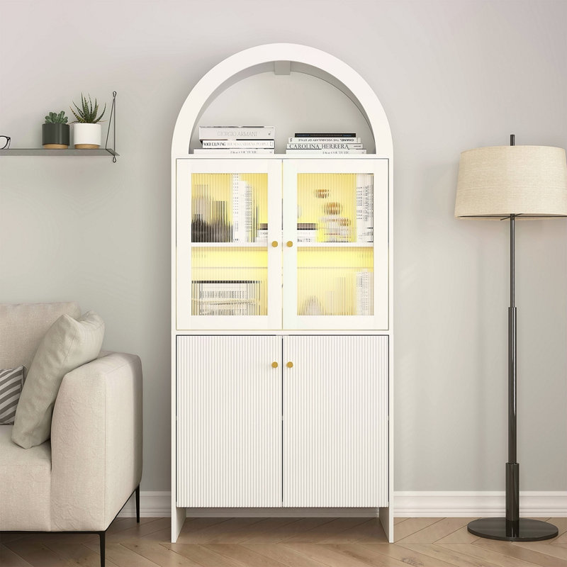 Armoire de dôme en panneau de fibres à densité moyenne de style moderne - une combinaison intelligente de rangement pour les collations et d'éclairage à DEL.