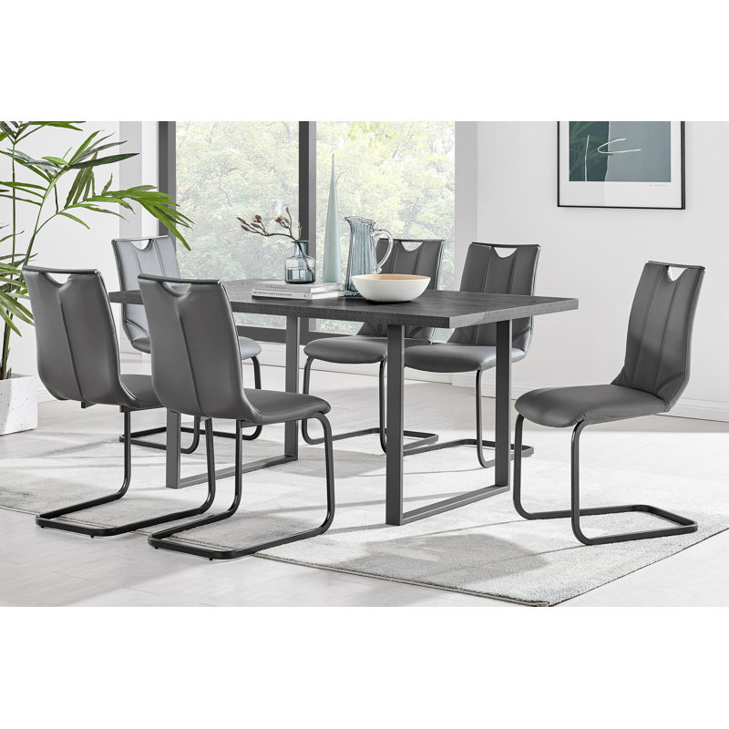 Ensemble repas pour 6 personnes Anyssa, 7 pièces, Rhin noir, Noir mat