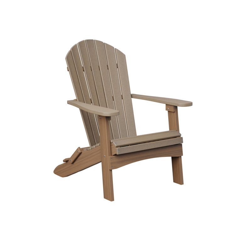Berlin Gardens Comfo Back Folding Adirondack Chair, Weatherwood/Antique Mahogany