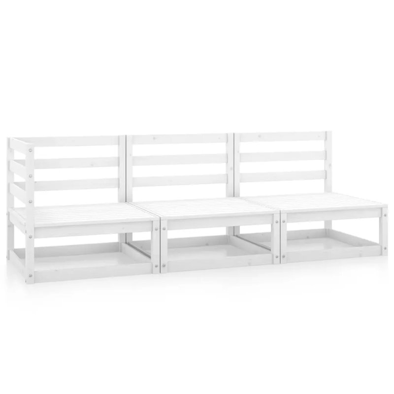 Faustena Garden Lounge Set Solid Pinewood, White