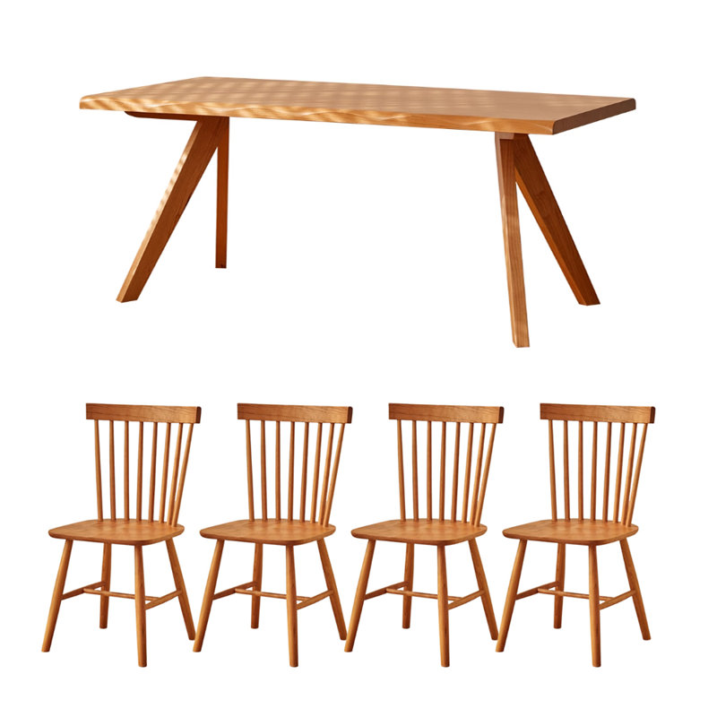 Simple Creative Solid Wood Cherry Wood Table Set, 29.52"H x 78.74"L x 35.43"W