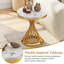 Table d'appoint ronde 19,69 po, plateau d'aspect marbre, base en acier inoxydable torsadé doré, table d'appoint de salon moderne