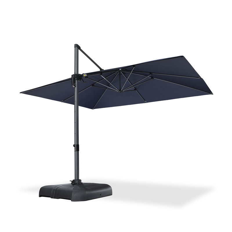 Parasol incurvé rectangulaire ajustable avec base Bennit, Marine