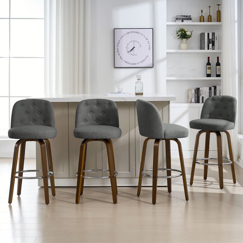Tabouret de bar et de comptoir pivotant rembourré, Gris foncé, 1, Tabouret de bar (siège d'une hauteur de 29 po)