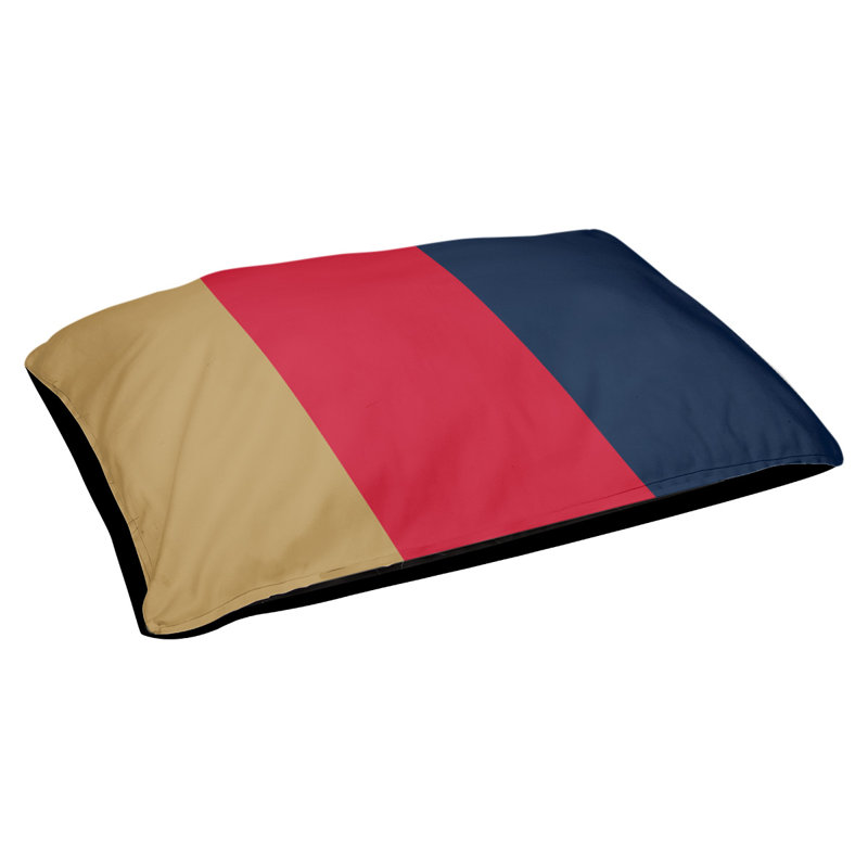 Oreiller rectangulaire New York, Moyen (L 30 po x l 40 po), Or mat / rouge / bleu