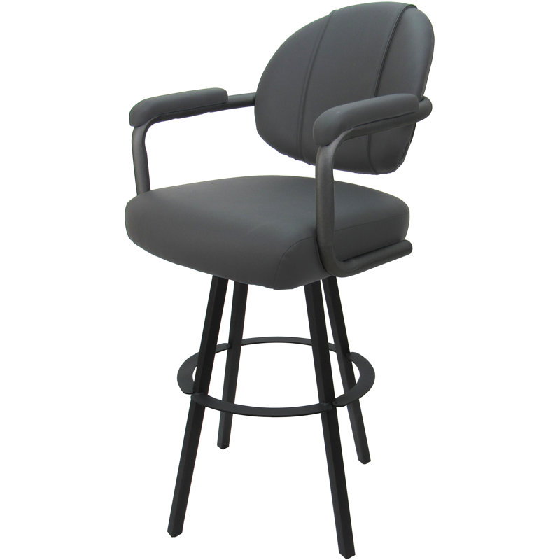 Tabouret de comptoir pivotant en métal Lavenia - base Warren, Vinyle grise / structure grise