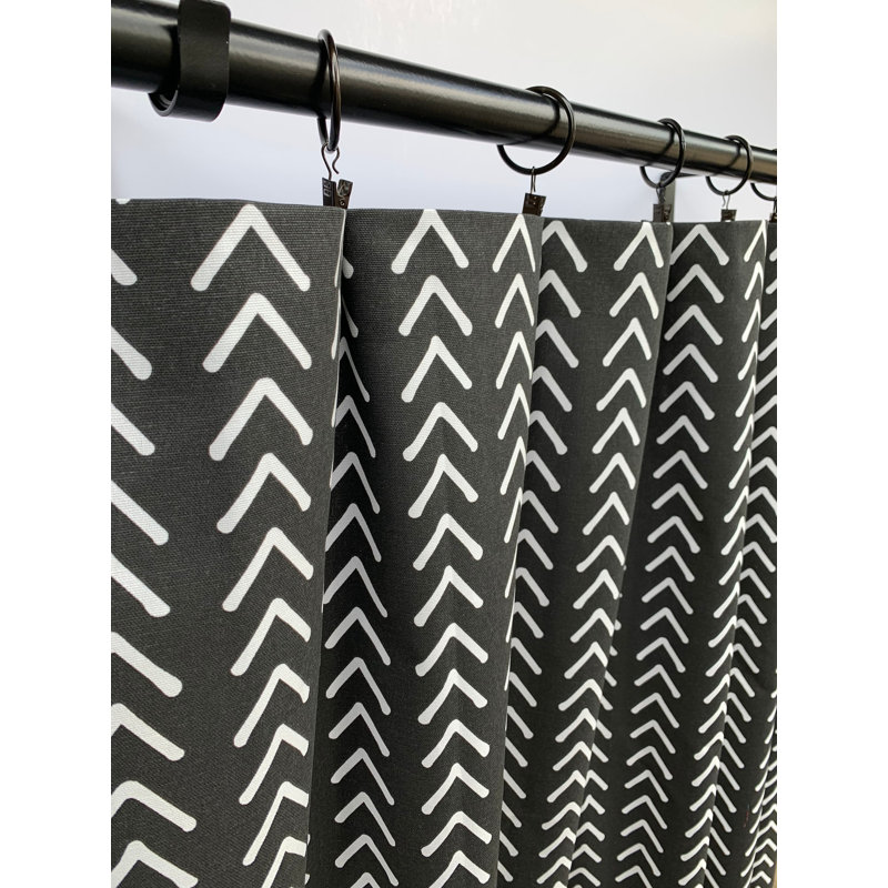 Paire de rideaux obscurcissant en mélange de coton noir Boho, L 50 po x L 120 po