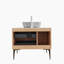 Meuble-lavabo de salle de bain avec lavabo, armoire de rangement autoportante en bois avec porte et 2 tiroirs