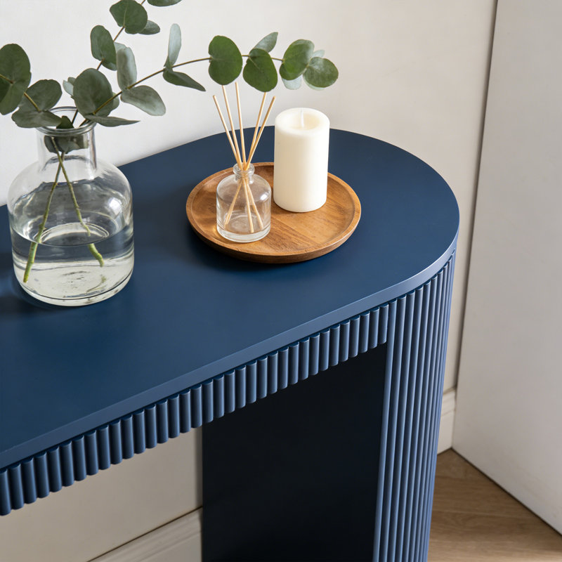 Console courbée à rayures verticales uniques, pour le salon, le bureau et le vestibule, Bleu