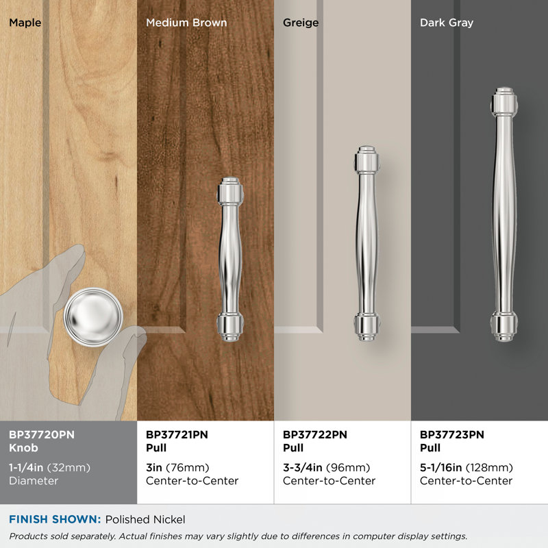 Poignée d'armoire Enlivité de 1-1 / 4 po (32 mm) de diamètre, Nickel poli