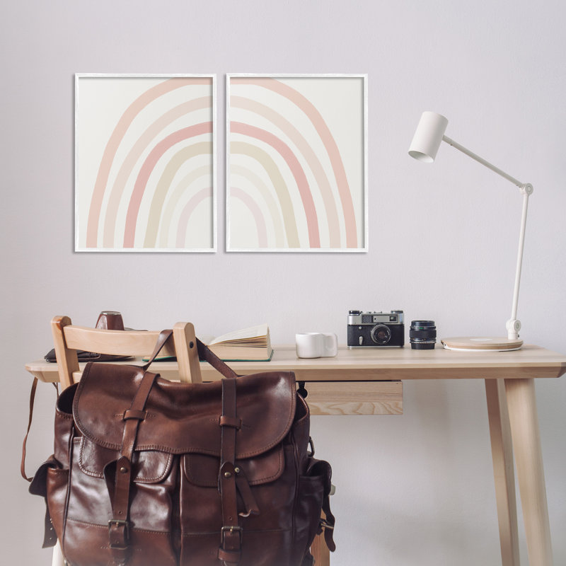 Ensemble de 2 giclées encadrées pour enfants en forme d'arc-en-ciel pastel pour enfants par Leah Straatsma, H 20 po x l 16 po