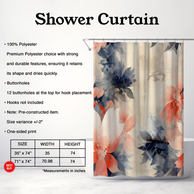 Rideau de douche Classic Scrolls - Premium, H 74 po x l 71 po