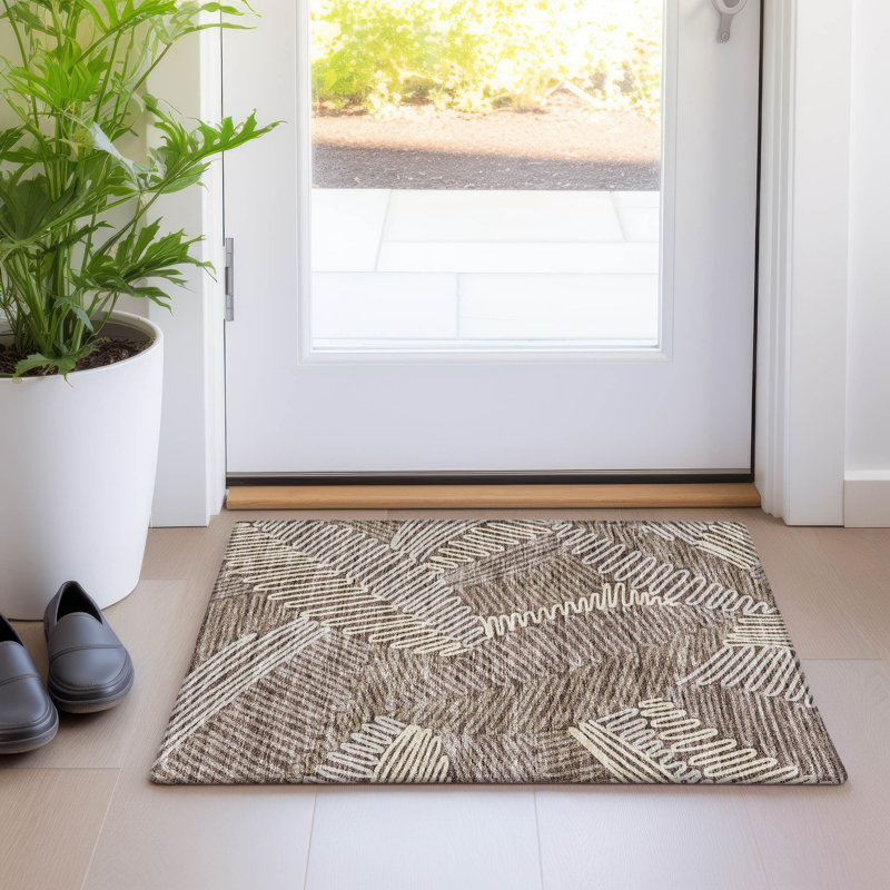 Premium Machine Washable Prisco Chocolate Rug, Rectangle 1'8" x 2'6"