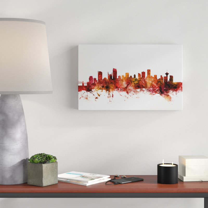« vancouver canada horizon red », impression sur toile tendue, H 22 po x l 32 po x P 2 po