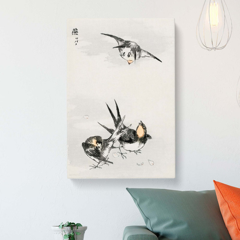 Three Swallows by Numata Kashu - Wrapped Canvas, 50cm H x 35cm W x 3cm D