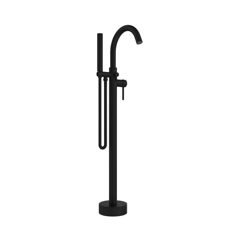 Delphi Floor Tub Filler with Diverter, Matte Black