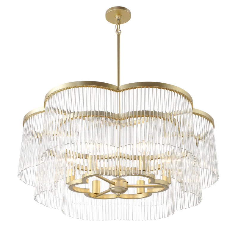 Luminaire suspendu Everly Quinn Nemah - 6 Lt en laiton héritage, H 14,75 po x l 34,05 po