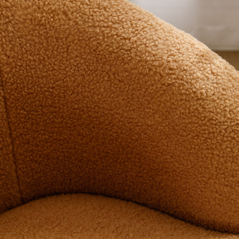 Swivel Accent Armchair Barrel Chair With Powder Coating Metal Ring, Khaki Teddy