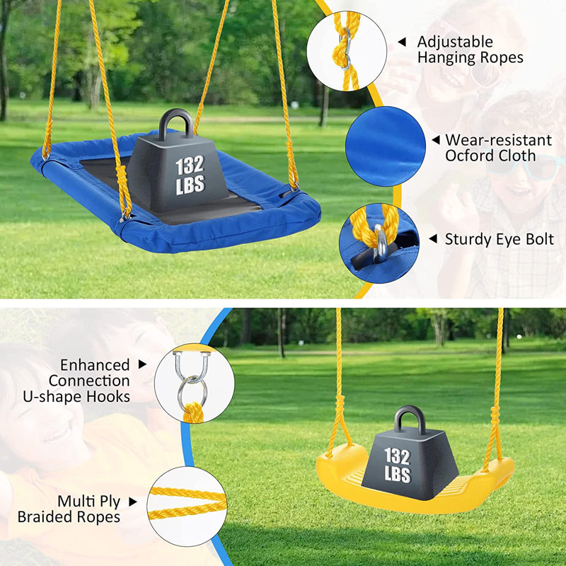 3 in 1 Multi function Outdoor Heavy Duty Kids Swing Set With 2 Swing And 1 Climbing Ladder